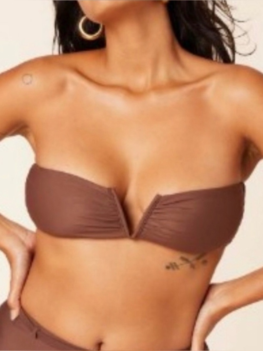 NWT! Andie Swim Espresso Brown Bandeau Padded Scala Bikini Top Size XL